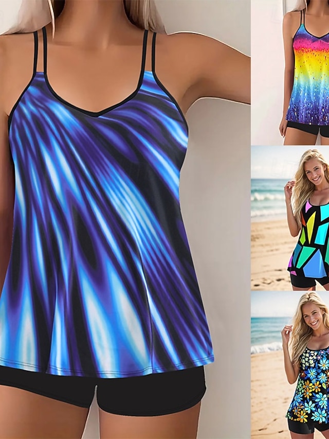 Maillot De Bain Femme 2 Pieces Avec Armature Femmes Maillots de Bain Tankini 2 pièces Shorts Maillot de bain