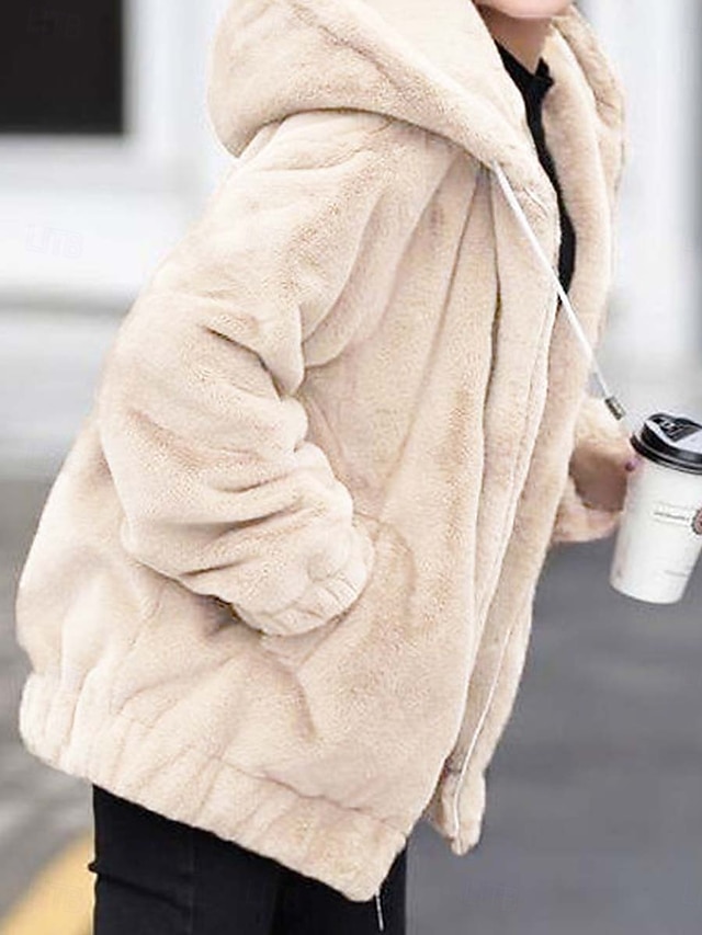  Dámské Zimní kabát Fleecová bunda Šerpa bunda Zahřívací Pohodlné Kapsy Elegantní Roztomilý Denní Na běžné nošení Pevná barva Škola Vánoční dárky Dovolená Domů Standardní Kapuce Volný Dlouhý rukáv