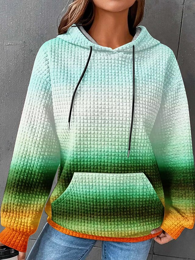  Naisten Pullover-huppari Kuvitettu Solmuvärjätty Raidoitettu Aktiivinen Romanttinen Klassinen Pitkähihainen Hupullinen Tavalliset topit Koti Työ Katu Kurenauha Sininen Keltainen Rubiini Apila Kevät