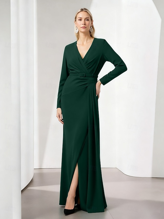 wrap dress maxi formal V-neck Curvy Plus Size Dress – Sparkly Cape Sleeve V-Neck Side Split Gown For Weddings, Proms & Galas Elevate your look with