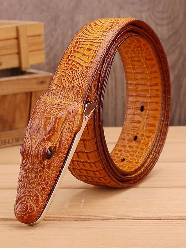  Herrebelte i ekte skinn med krokodilletekstur, flere farger, stilig og slitesterkt for både uformelle og formelle anledninger