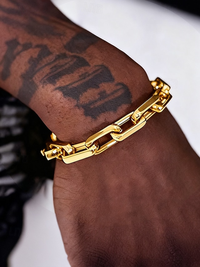  Miesten titaaniteräksestä valmistettu ketjurannekoru - tyylikäs, kestävä, sopii täydellisesti sekä arkeen että juhlaan, saatavilla kultaisena ja hopean värisenä