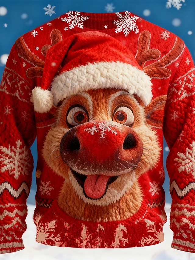  סוודר חג המולד המכוער בגדי ריקוד גברים כל אחד דפוס סוודר סוודר סריגים צווארון צווארון יום יומי חופשה יומי Keep Warm שרוול ארוך אביב סתיו חורף אודם פול סגול