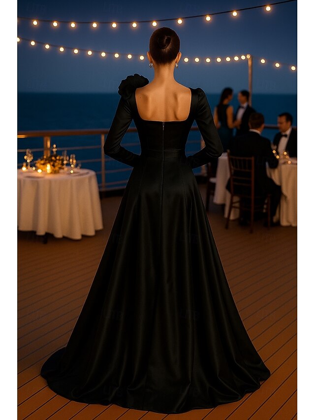 Robe De Soirée Longue Pour Mariage Avec Manche Ligne A Longueur au sol Robe de Soirée Tenue de soirée Élégant Soyeux
