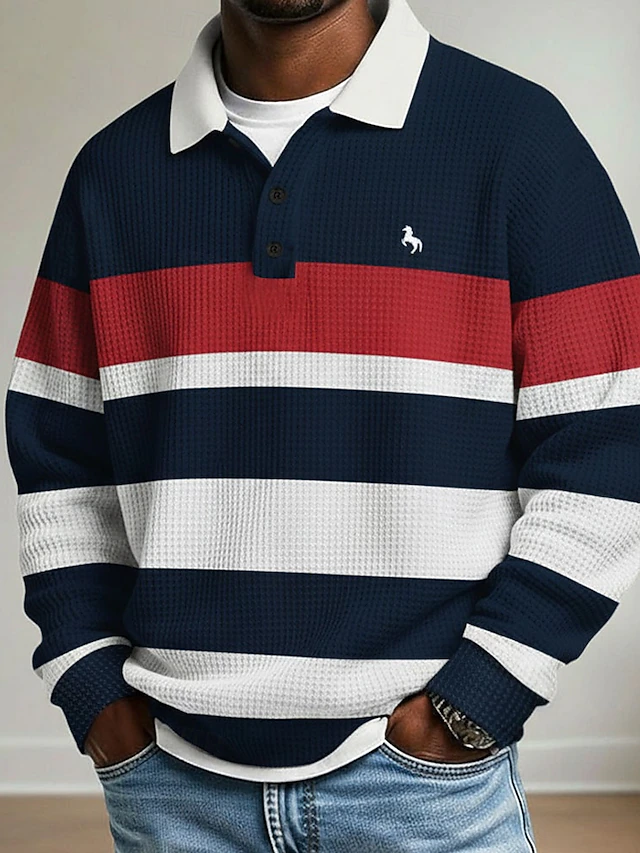 Sweat rayé manches longues rouge & blanc pour homme Sweat rayé manches longues rouge & blanc pour homme
