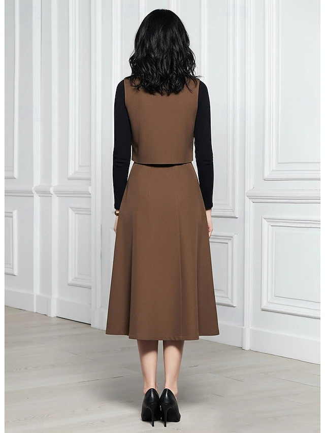 Ligne A Longueur thé Robe de Soirée Robe de Cocktail manche longue Col