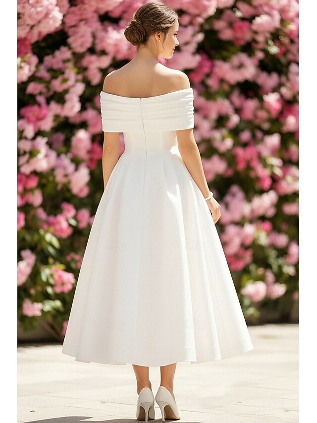 Classy Strapless Sleeveless A Line Layered Satin Ankle-Length Party Dress