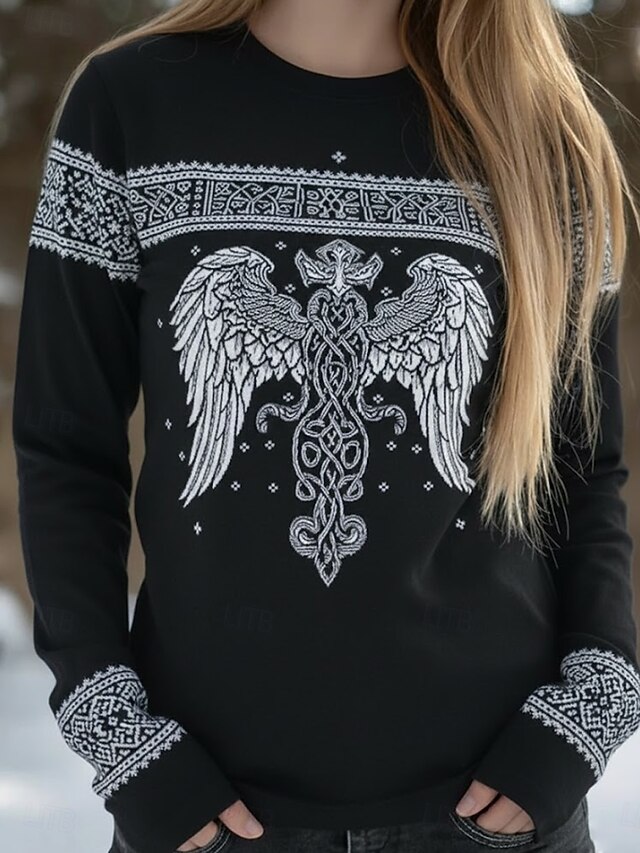 Women's Viking Vings T Shirt Graphic Vintage Bohemia Vintage Fashion ...