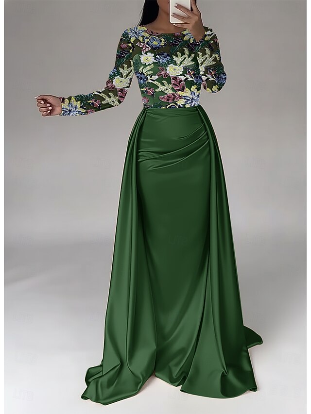 Floral Print Strapless Ball Gown Sweep Train Dress As Picture