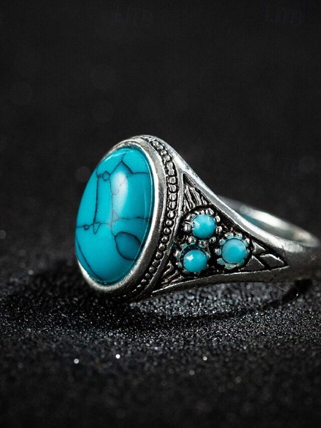 Women's Heart Turquoise Promise Ring New .925 Sterling Silver Band Sizes 1-10