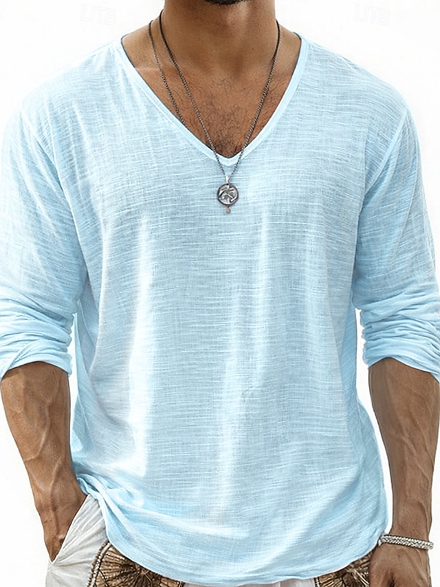 Maglietta da uomo alla moda, in cotone, a maniche lunghe, casual, a girocollo, a maniche lunghe, a tinta unita, da uomo, Nero , XXL