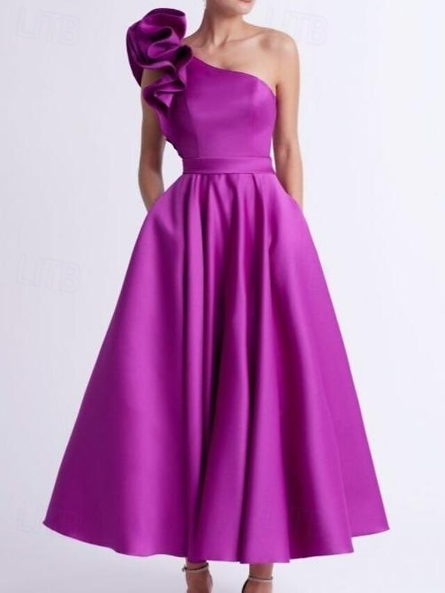 Elegant Ivory Straps A-Line Satin Ankle Length Party Dresses Birthday Outfits, DP5753