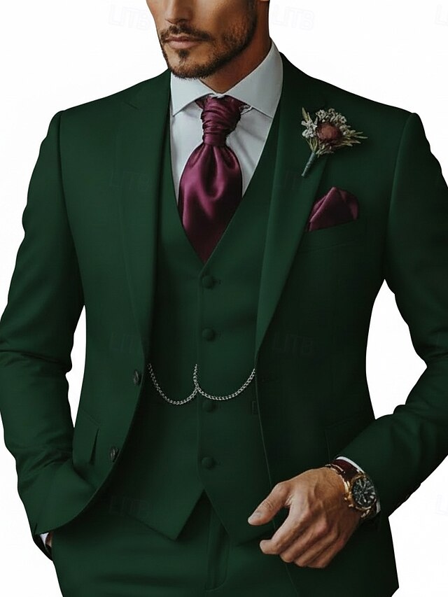Costume Homme 2 Pièces Style Croisé À Revers En Pointe Pour Mariage Et Travail
