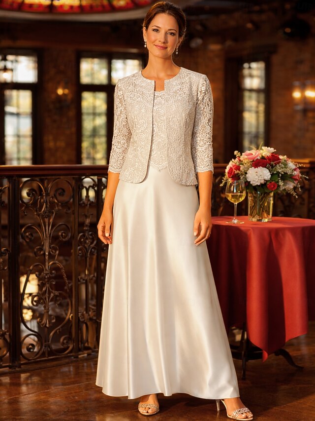 Sheath Column 3 Piece Floor Length Wedding Guest Dress Mother of the ...