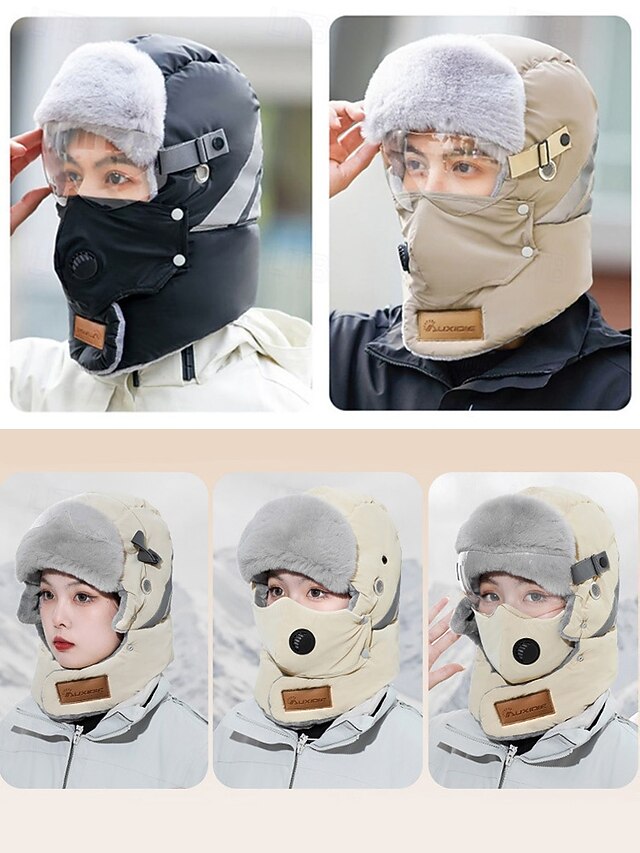 Bonnet D'Hiver Pour Vélo Coupe-Vent Chaud Unisexe - Idéal Ski, Cyclisme, Moto, Randonnée Avec Trous Pour Lunettes Et Écouteurs
