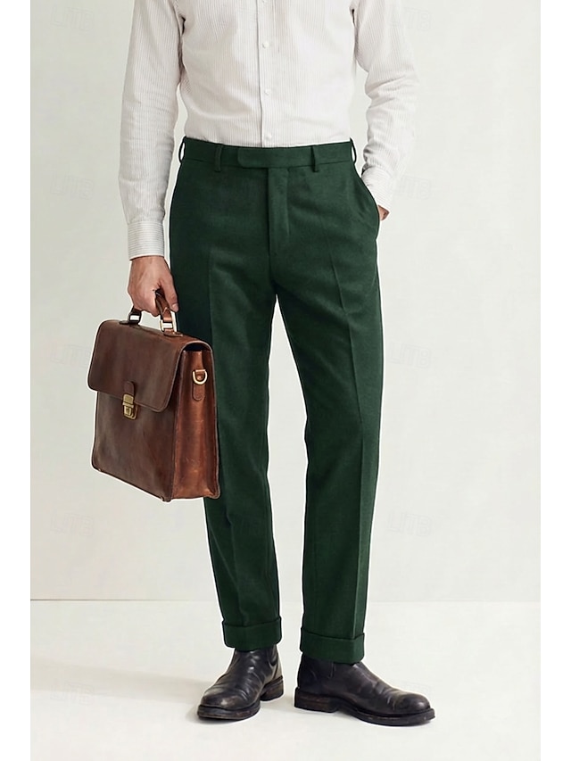 Men's Cotton Linen Dress Pants Casual Pants Business Office & Career ...
