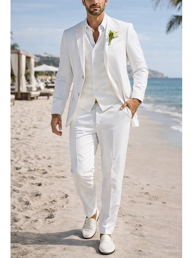 Men's Tuxedos Suits Beach Wedding Spring Wedding White Spring & Summer ...