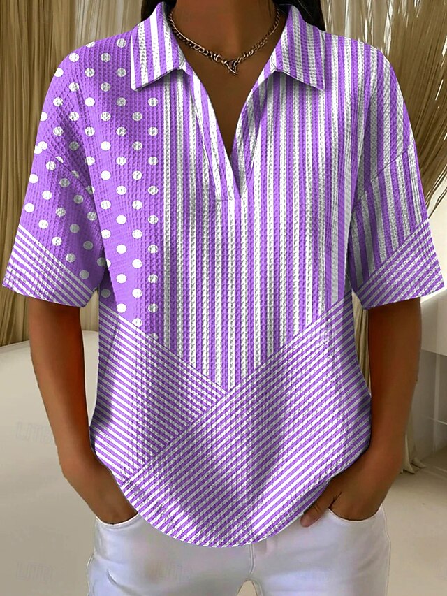 Light Pink Geometric KMA11 V-Neck Long Sleeve Shirt main image 1