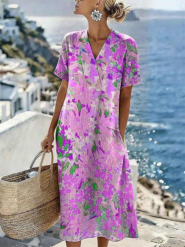 Women's Midi Dress Sundress Casual Dress Vacation Casual Beach Beach ...