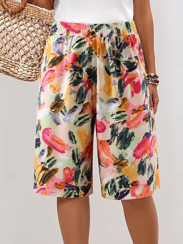 Women's Chinos Shorts Vacation Ethnic Style Casual Knee Length Medium — free download