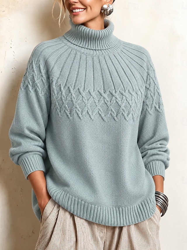 Women's Pullover Sweater Jumper Elegant Vintage Fashion Solid Color ...