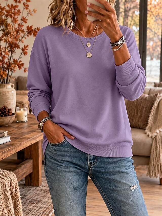 Women's Pullover Elegant Daily Casual Crew Neck Turtleneck Oversized ...