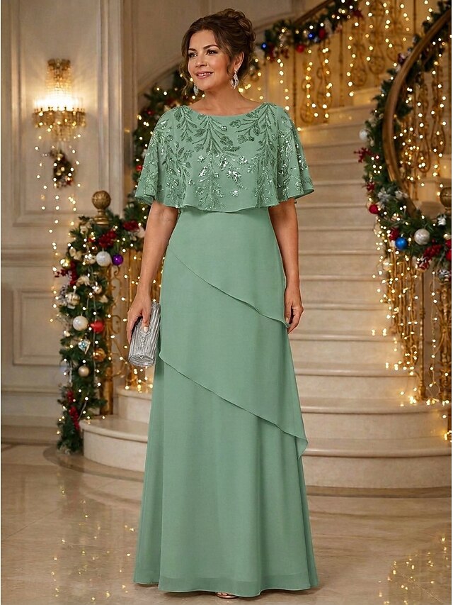 A Line Dress Floor Length Mother Of The Bride Dress Half Sleeve Crew A Line Dress Floor Length Mother Of The Bride Dress Half Sleeve Crew