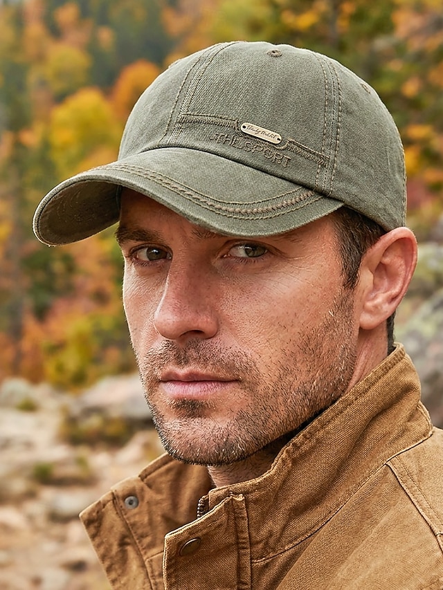 Men's Cotton Baseball Cap, Adjustable Washed Embroidered Dad Hat in ...