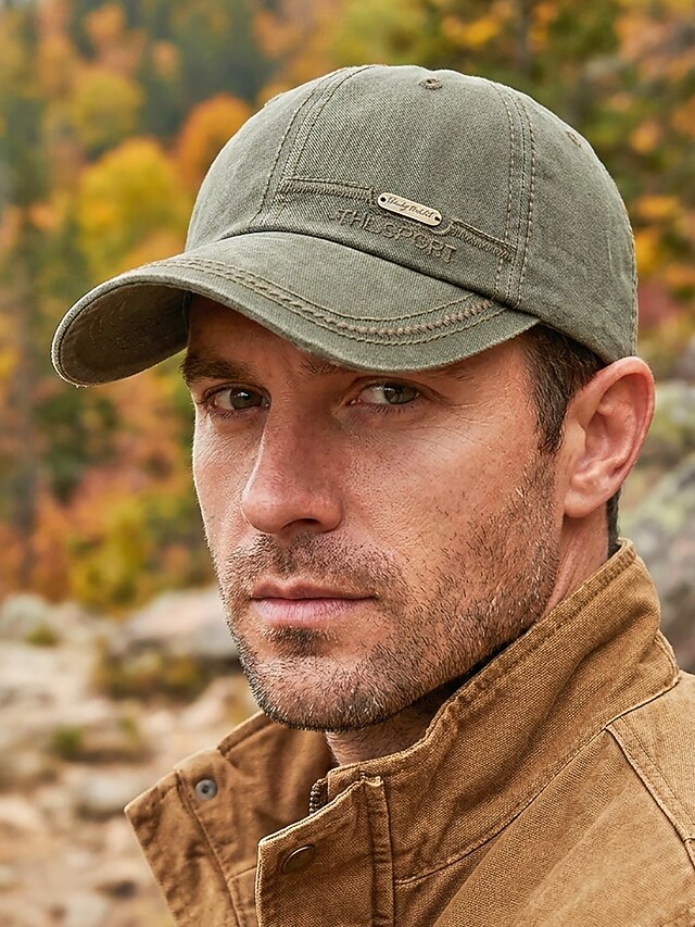 Men's Cotton Baseball Cap, Adjustable Washed Embroidered Dad Hat in ...