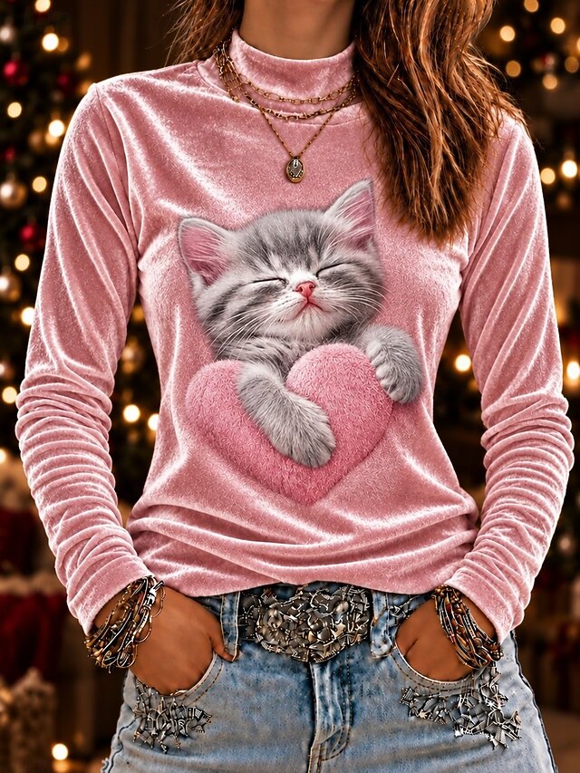 Christmas Women's Tunic Tee Print Graphic Santa Claus Christmas Tree ...