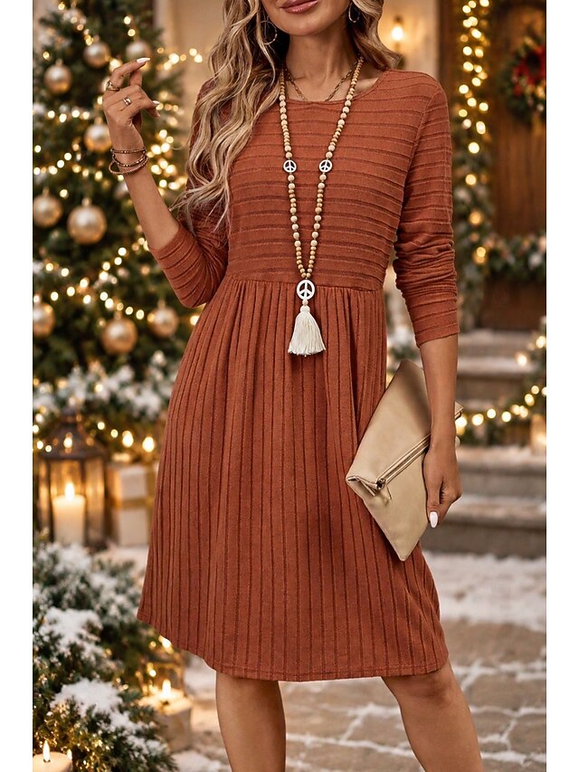Noël Femmes Mini Robe Robe fourreau Occasionnel Quotidien Fête Uni ...