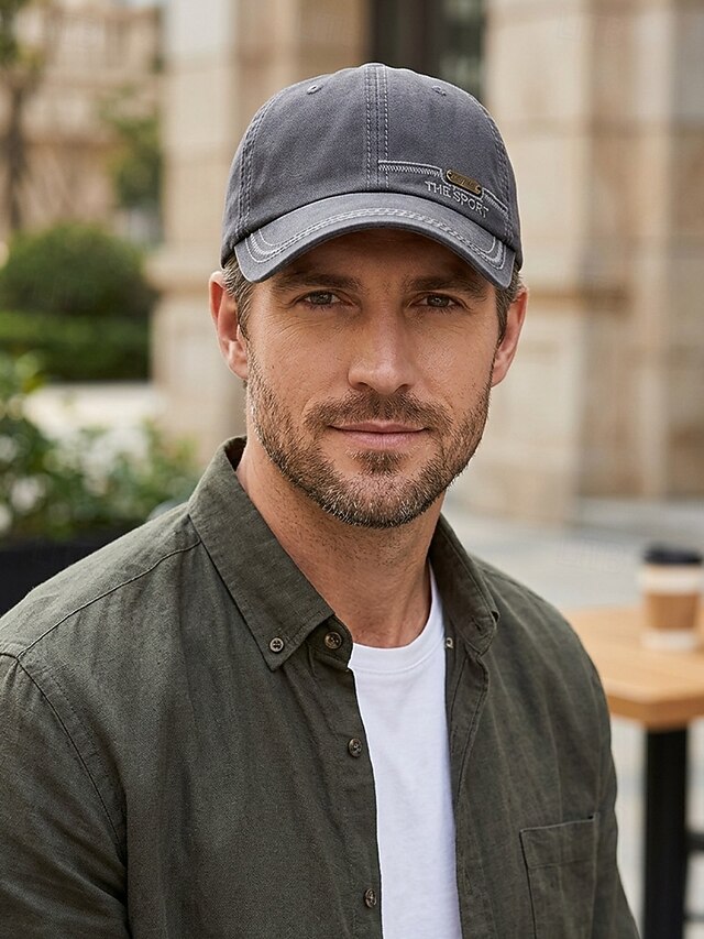 Men's Cotton Baseball Cap, Adjustable Washed Embroidered Dad Hat in ...