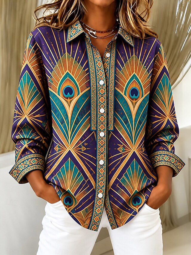 Christmas Women's Shirt Blouse Print Graphic Paisley Abstract Elegant ...