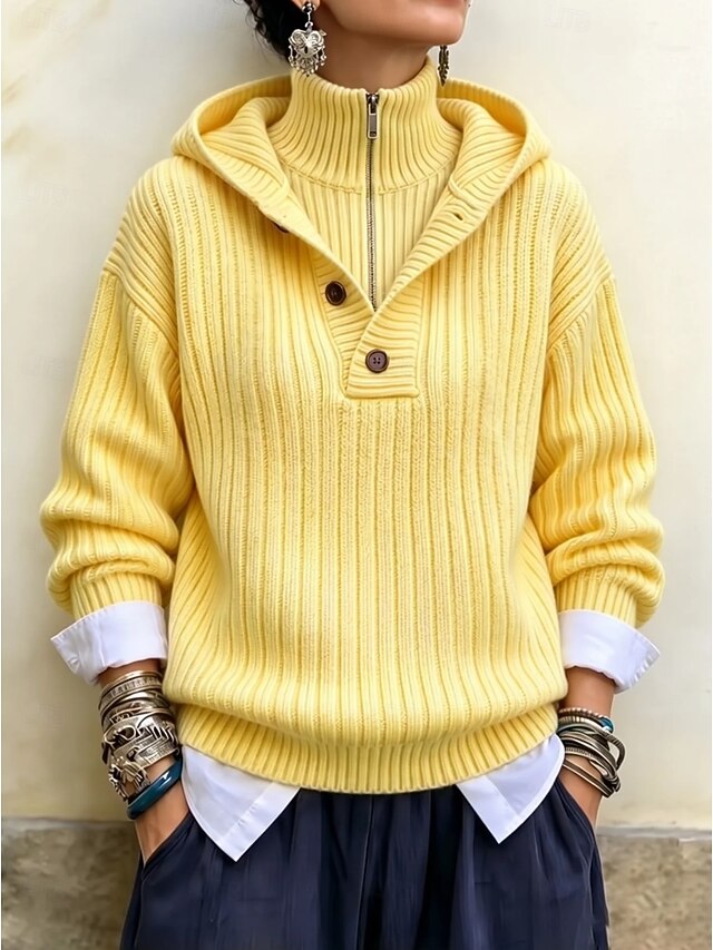 Women's Pullover Sweater Jumper Elegant Vacation Vintage Solid Color ...