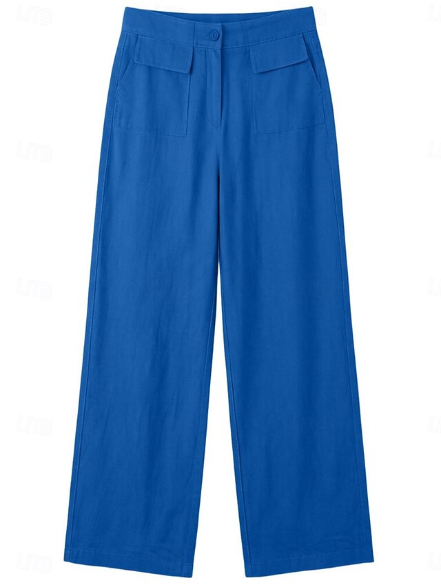 Women's Cotton Linen Pants Culottes Wide Leg Fashion Casual Full Length ...