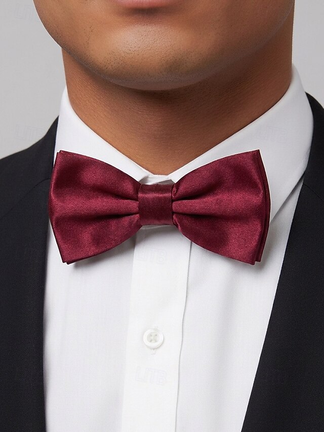 Men's Classic Solid Color Self-Tie Bow Tie, Polyester Formal Butterfly ...