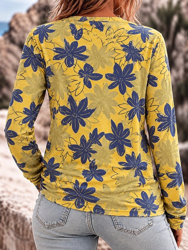 Women's T Shirt Floral Graphic Plants Elegant Vintage Stylish Long ...