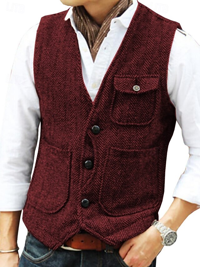 Men's Vest Gilet Outdoor Vacation Party Wedding Fashion Streetwear ...