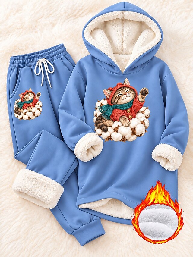 Women's Two Piece Sets Tracksuit Pants Sets Long Sleeve Hooded Graphic ...