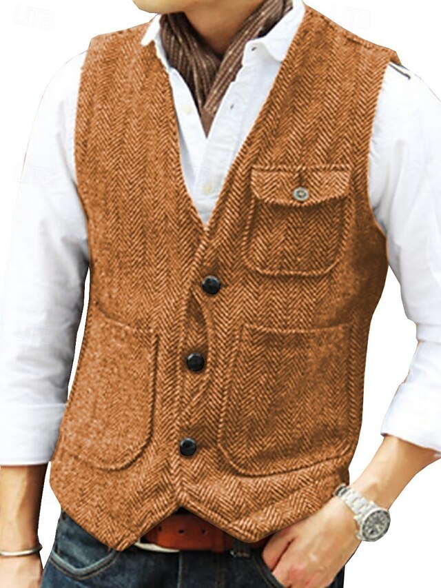 Men's Vest Gilet Outdoor Vacation Party Wedding Fashion Streetwear ...