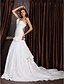 cheap Wedding Dresses-Hall Wedding Dresses A-Line One Shoulder Sweetheart Sleeveless Court Train Taffeta Bridal Gowns With 2024