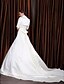 baratos Vestidos de Casamento-Wedding Dresses A-Line Square Neck Half Sleeve Cathedral Train Satin Bridal Gowns With Beading Appliques 2024