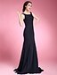 cheap Mother of the Bride Dresses-Mermaid / Trumpet Scoop Neck Sweep / Brush Train Chiffon Mother of the Bride Dress with Pleats by LAN TING BRIDE®