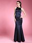 cheap Mother of the Bride Dresses-Mermaid / Trumpet Mother of the Bride Dress Jewel Neck Floor Length Satin Sleeveless with Pleats 2020