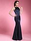 cheap Mother of the Bride Dresses-Mermaid / Trumpet Mother of the Bride Dress Jewel Neck Floor Length Satin Sleeveless with Pleats 2020