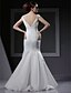 cheap Wedding Dresses-Mermaid / Trumpet Wedding Dresses V Neck Floor Length Satin Short Sleeve with Criss-Cross 2020