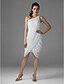 cheap The Wedding Store-Sheath / Column Bridesmaid Dress One Shoulder Sleeveless Sexy Knee Length Chiffon with Side Draping 2022