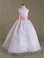 cheap Flower Girl Dresses-Princess Floor Length Flower Girl Dress First Communion Cute Prom Dress Satin with Ruched Fit 3-16 Years