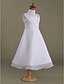 cheap Flower Girl Dresses-A-Line / Princess Tea Length Flower Girl Dress - Chiffon / Satin Sleeveless Square Neck with Side Draping / Ruffles / Ruched by LAN TING BRIDE® / Spring / Summer / Fall / Winter / First Communion