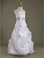 cheap Junior Bridesmaid Dresses-A-Line Spaghetti Strap Floor Length Organza / Satin Junior Bridesmaid Dress with Pick Up Skirt / Sash / Ribbon / Bow(s)